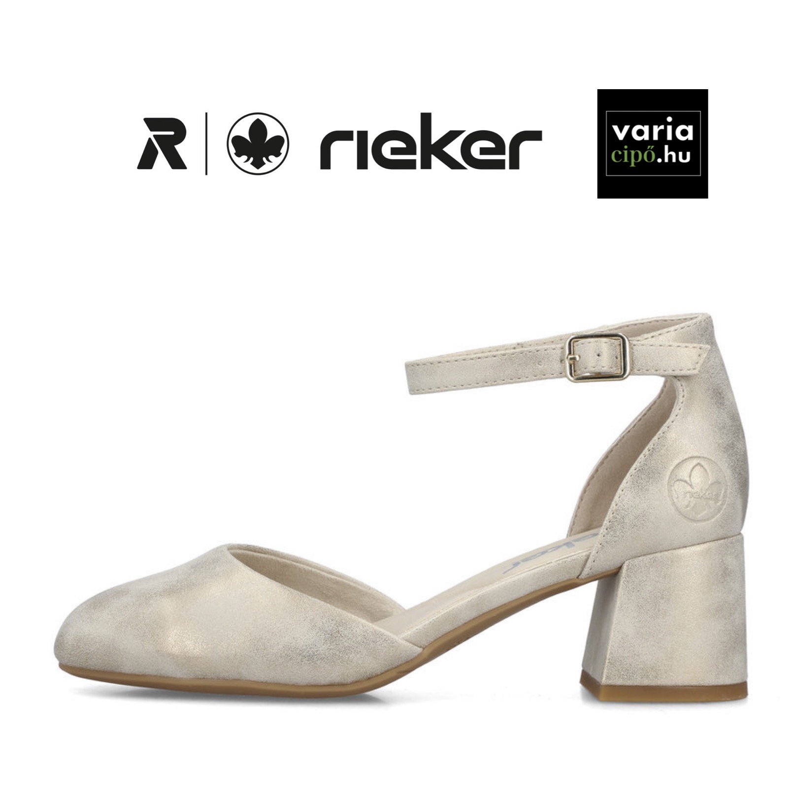 Bokapántos Rieker félcipő, 44762-91 beige/gold