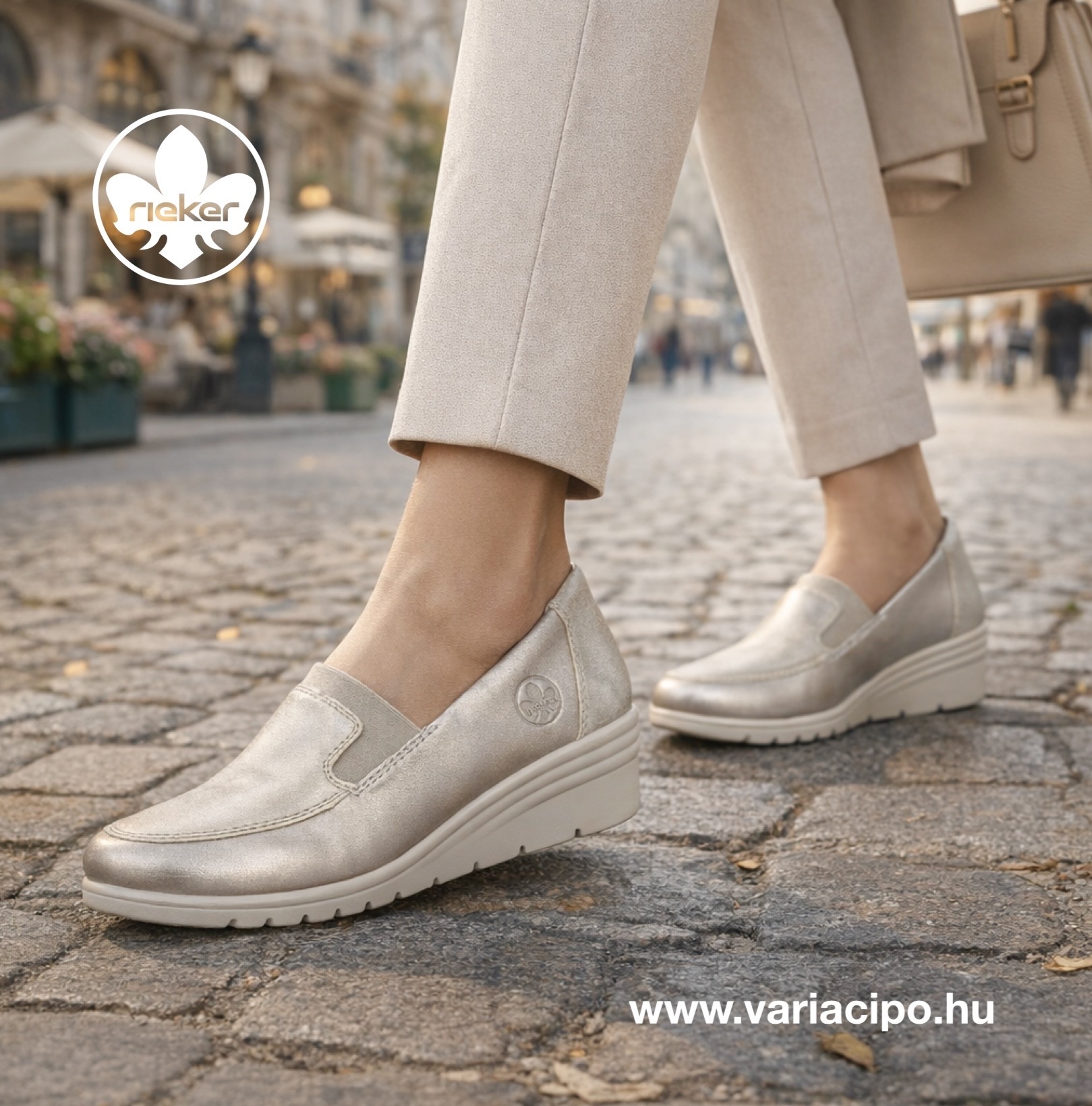 Rieker mokaszin emelt sarokkal, L5351-60 beige