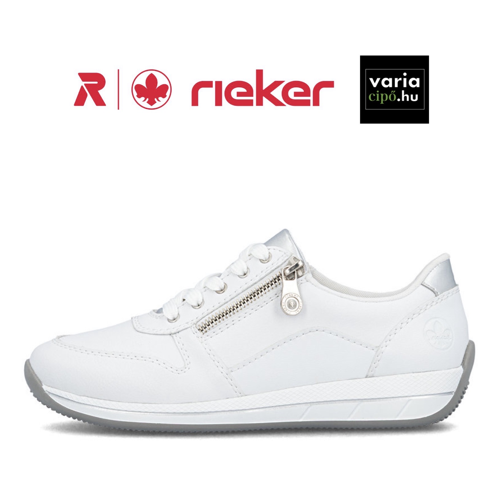 Rieker fehér félcipő, N1100-81 white/silver