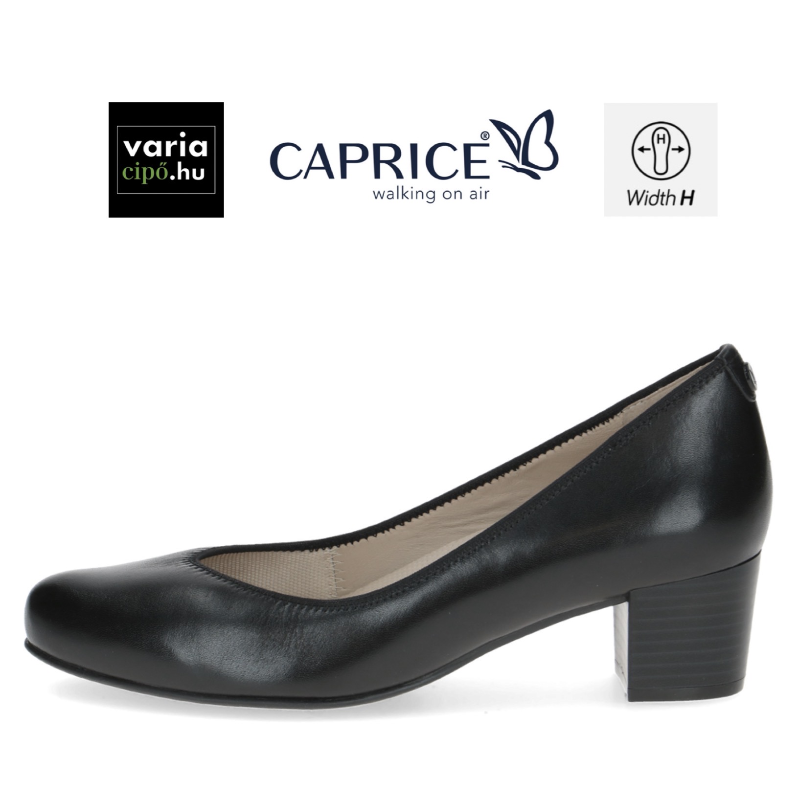 Caprice fekete bőr körömcipő, 9-22308-42 022 black nappa