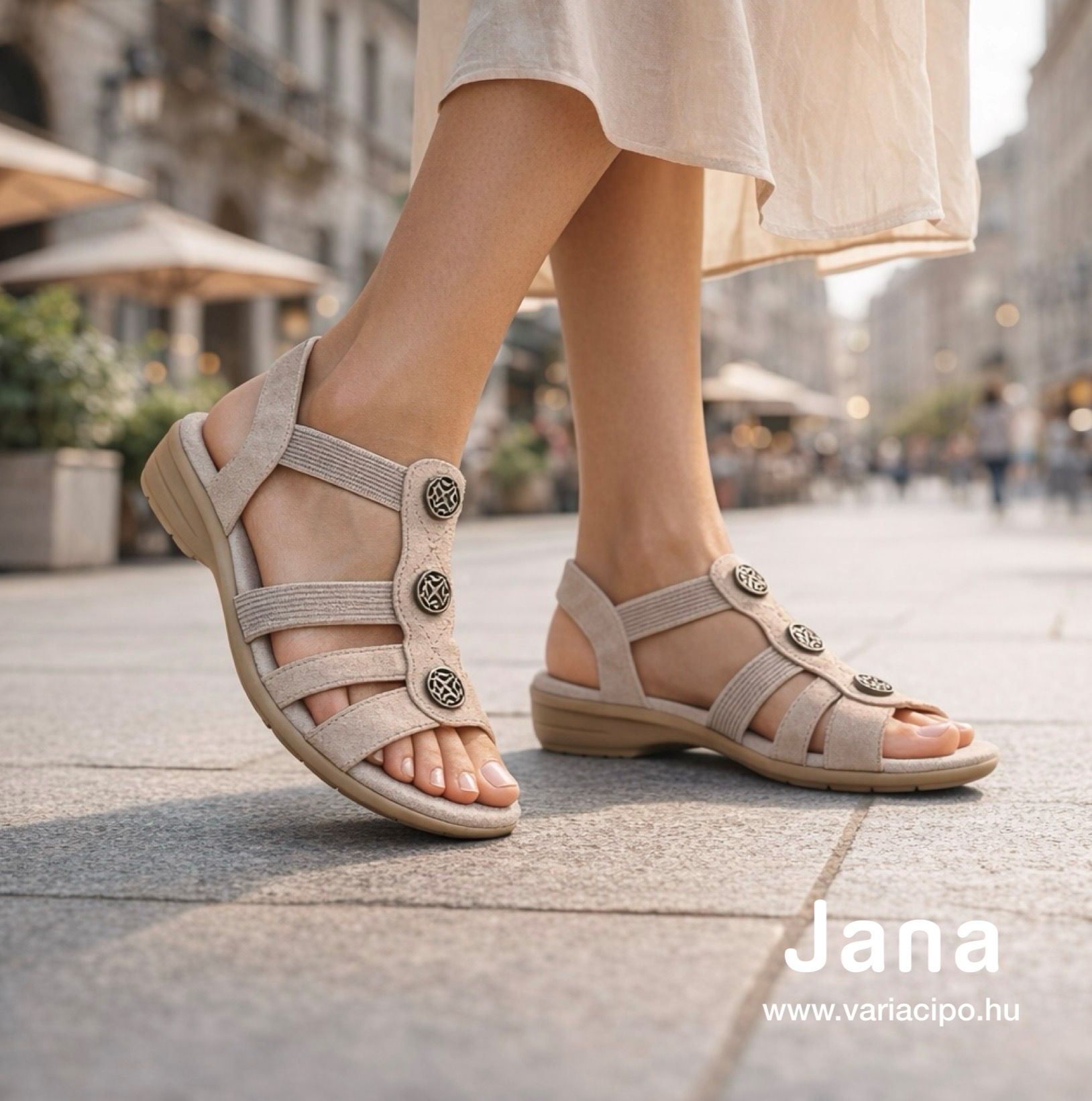 Bézs Jana kényelmi szandál, 8-28165-42 400 beige