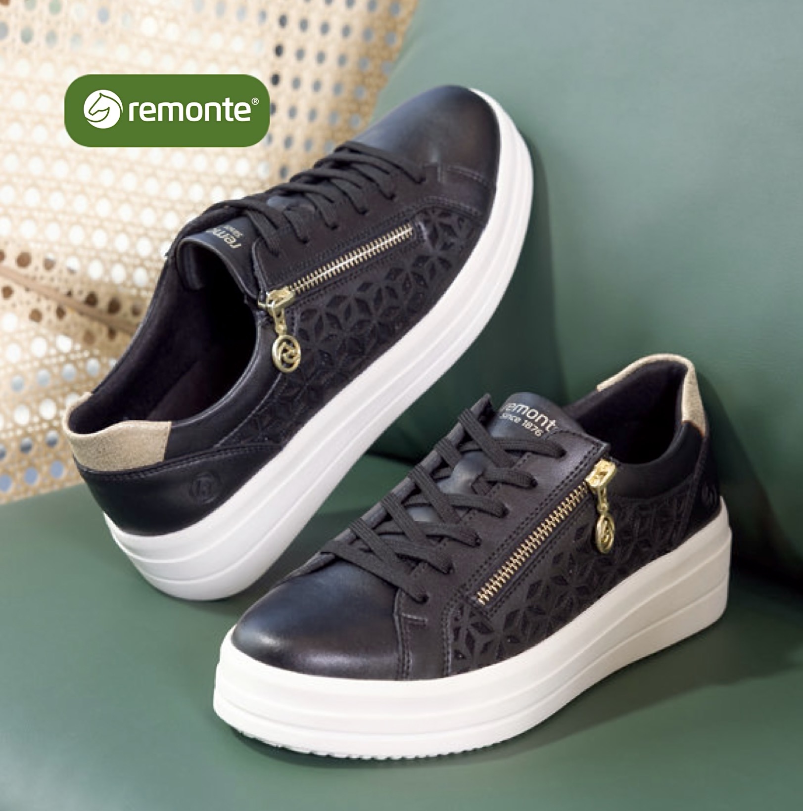 Remonte platformos fekete sneaker, D1C11-03 black