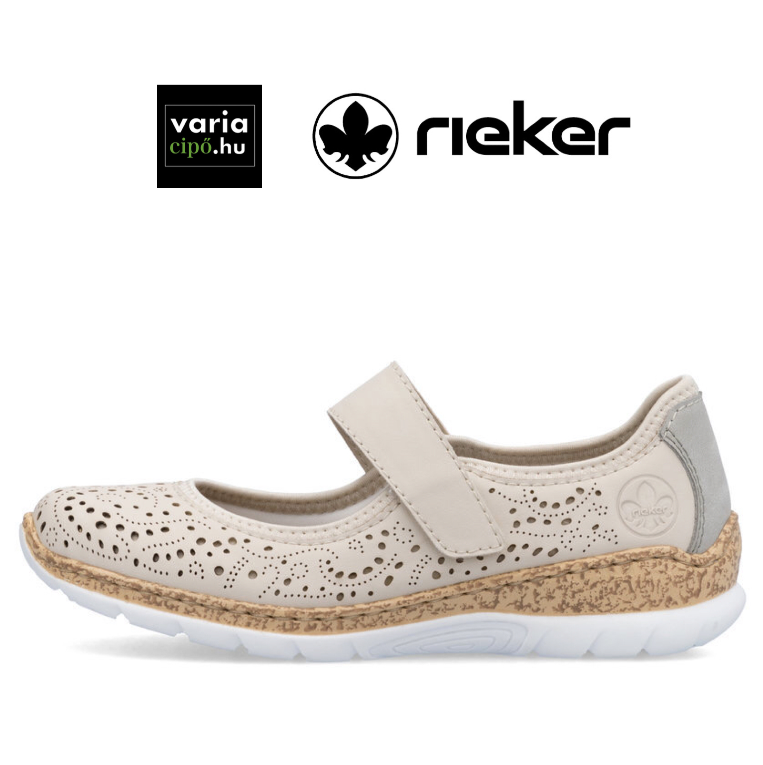 Bézs Rieker pántos félcipő, N4299-60 beige