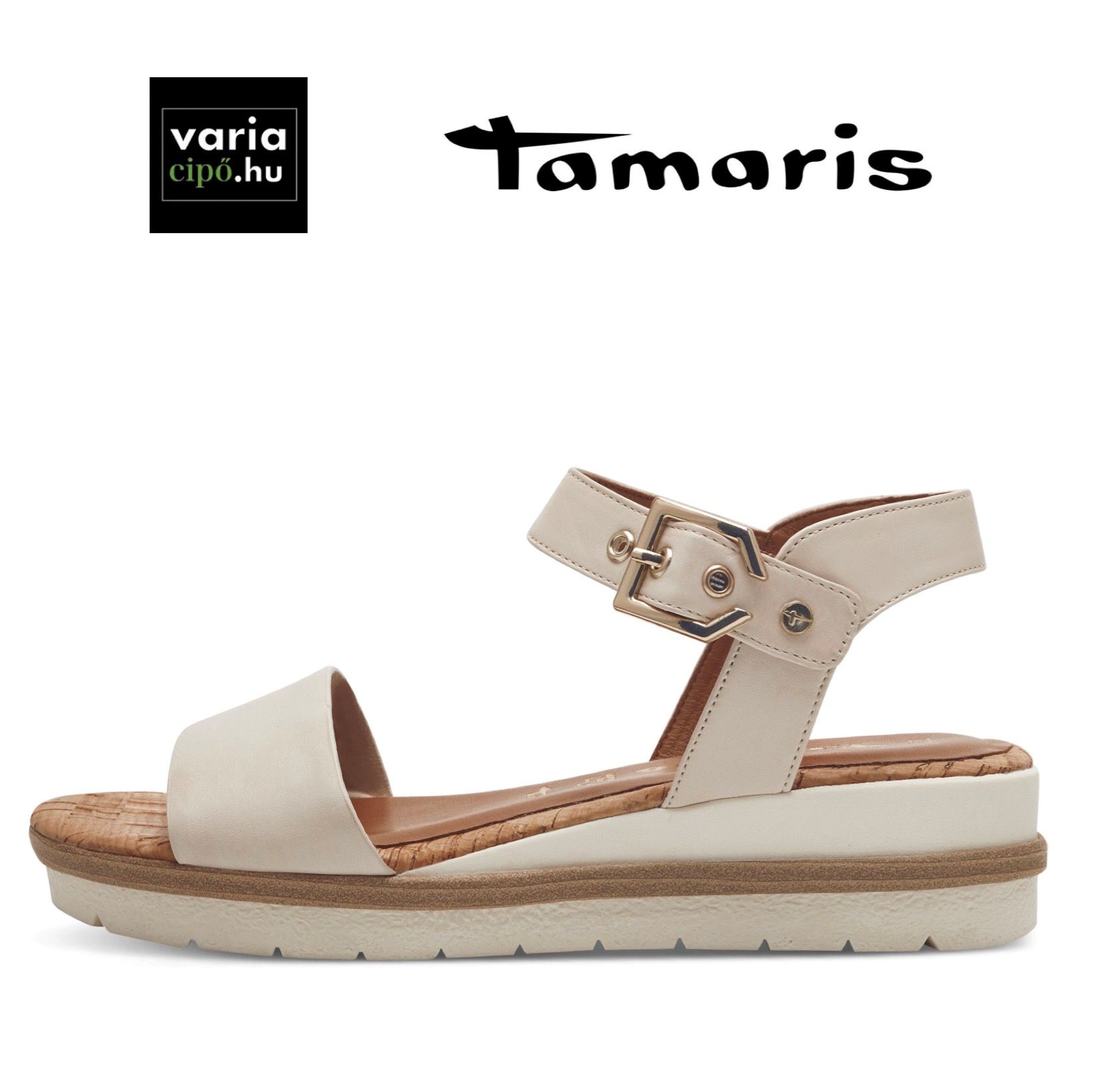 Tamaris éktalpú bőr szandál, 1-28222-42 418 ivory