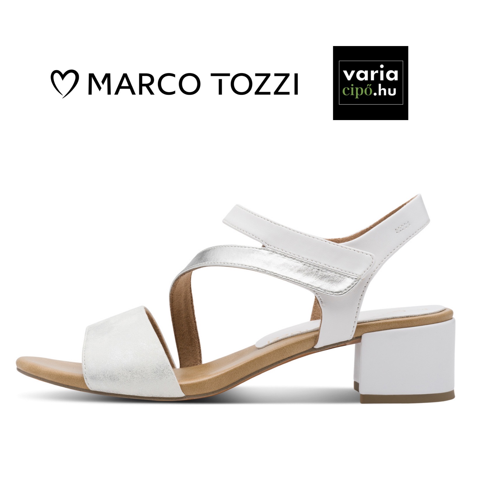 Elegáns Marco Tozzi szandál, 2-28206-46 197 white comb