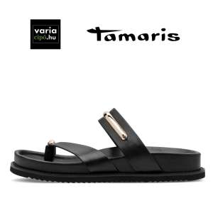 TAMARIS fekete bőr papucs