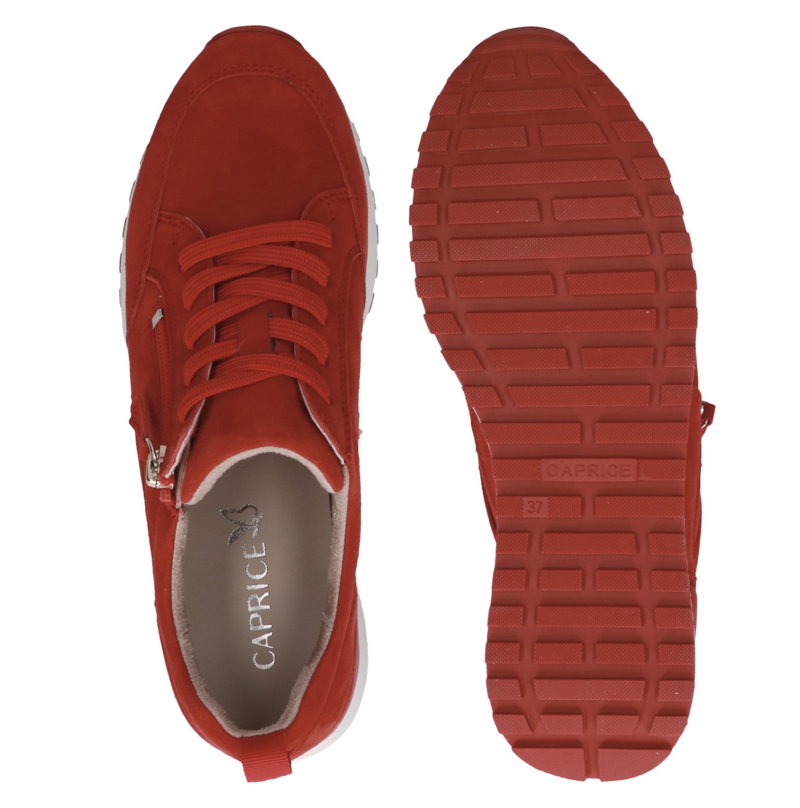 Caprice piros bőr félcipő, 9-23702-42 524 red suede