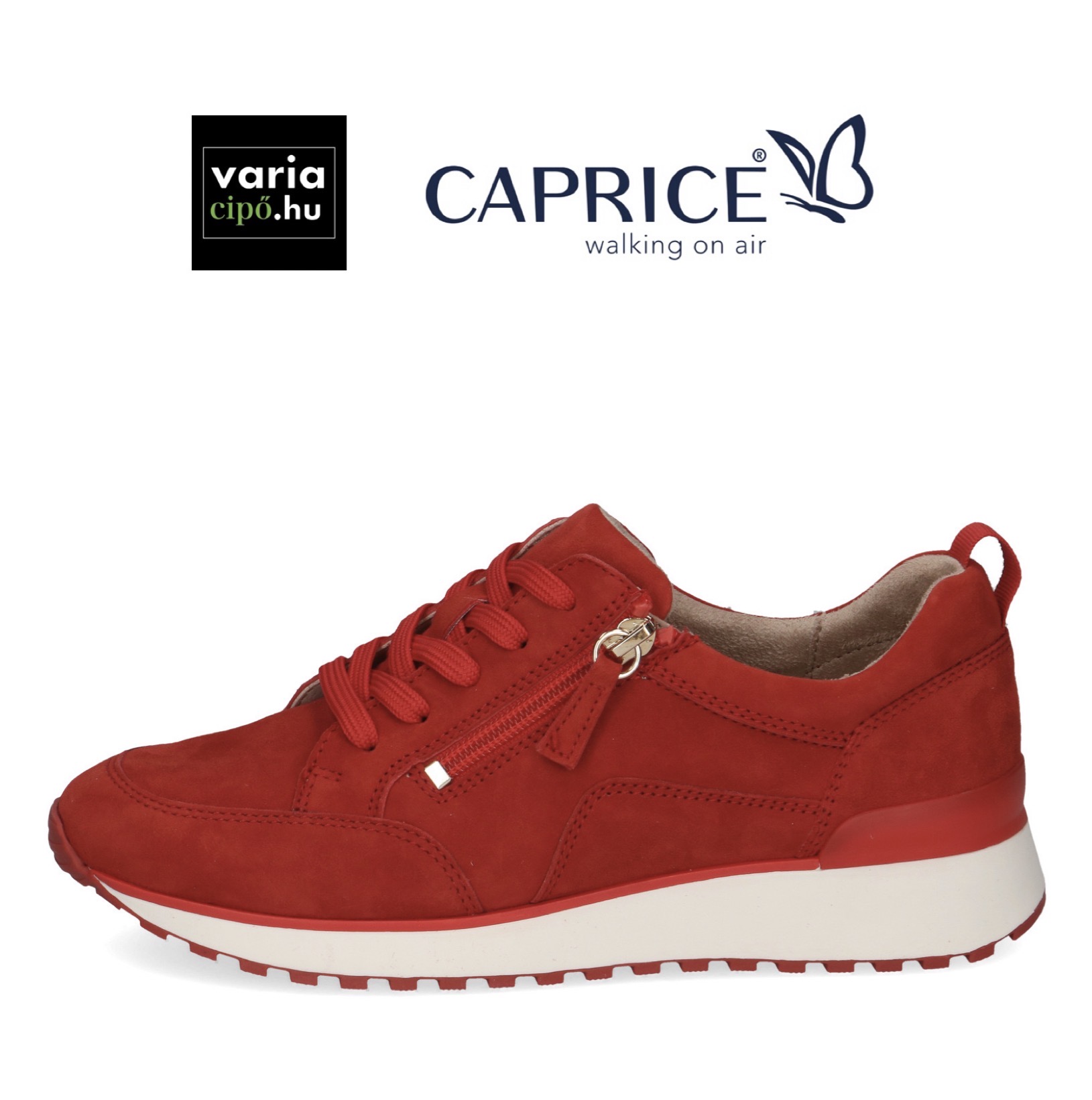 Caprice piros bőr félcipő, 9-23702-42 524 red suede