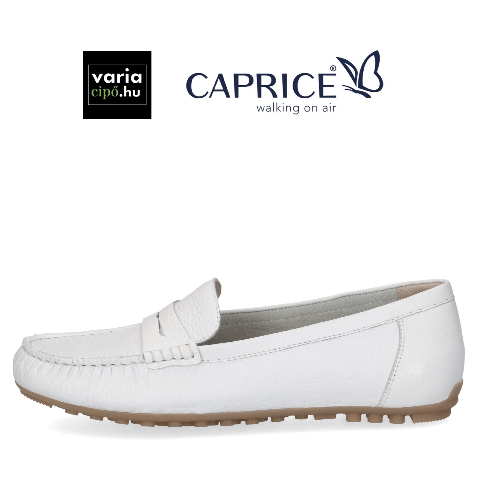 Caprice bőr mokaszin fehér, 9-24652-42 105 white deer