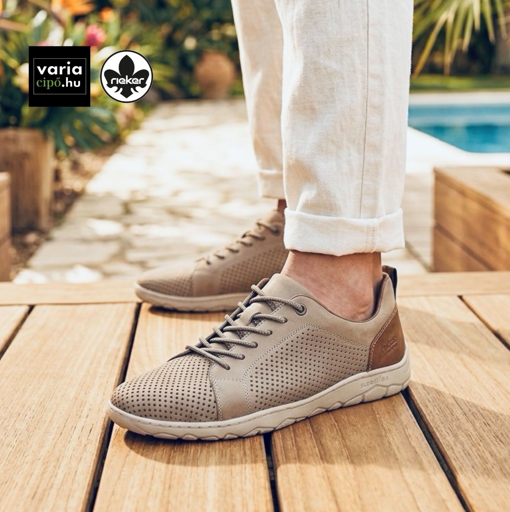 Drapp Rieker nyári cipő, 08315-64 beige