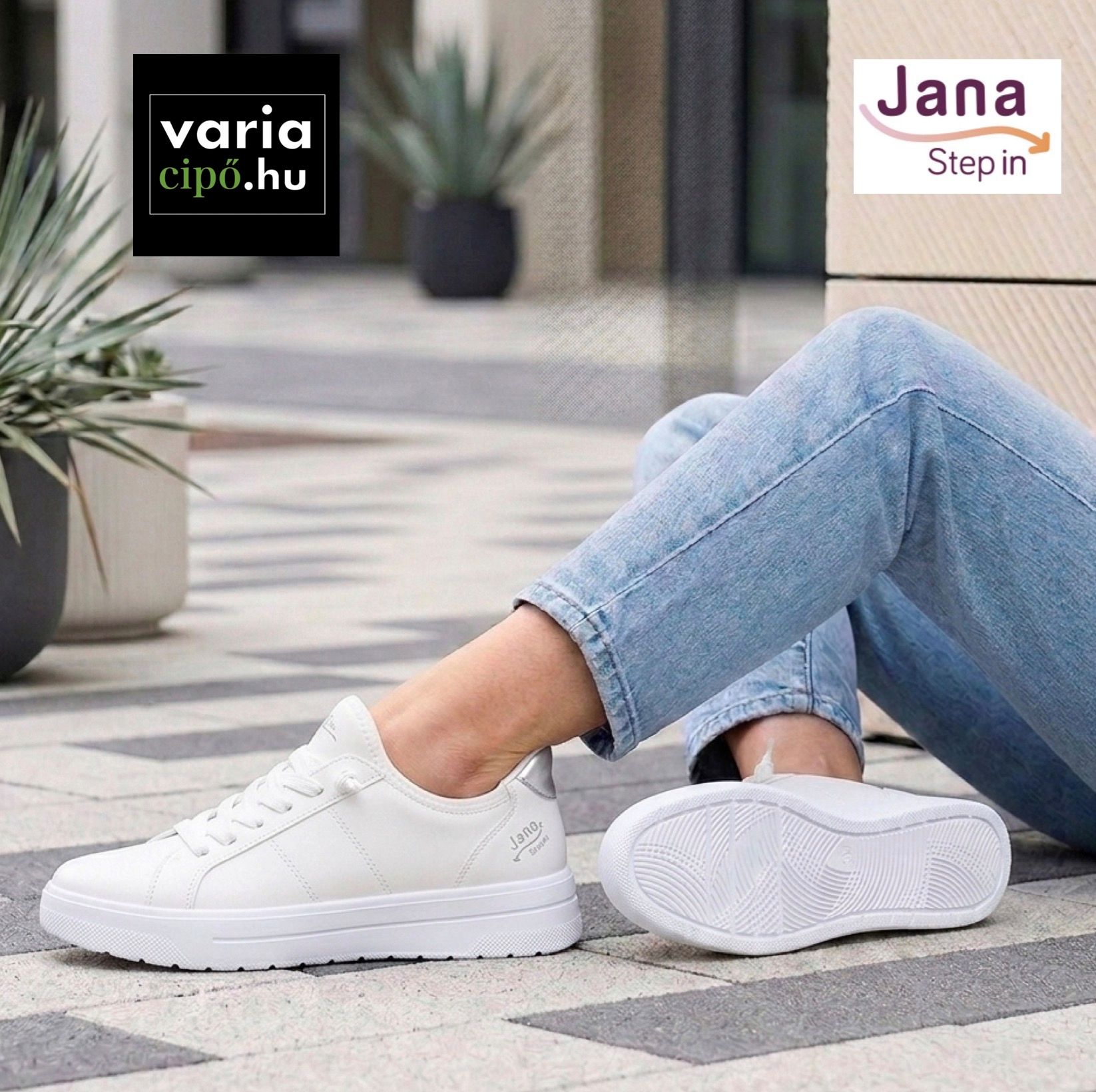 Jana Step-in fehér sportcipő, 8-23764-45 191 white/silver
