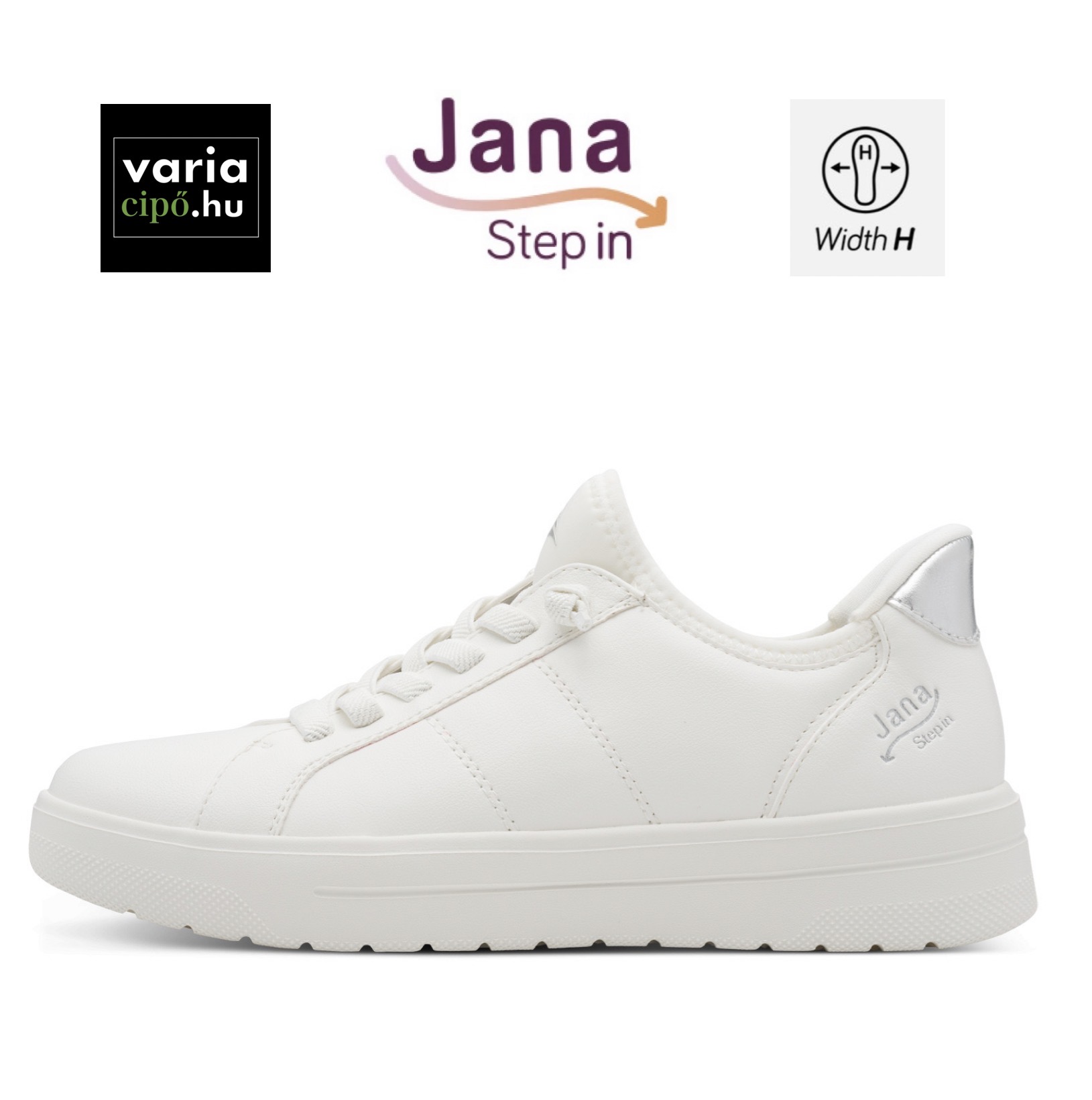 Jana Step-in fehér sportcipő, 8-23764-45 191 white/silver
