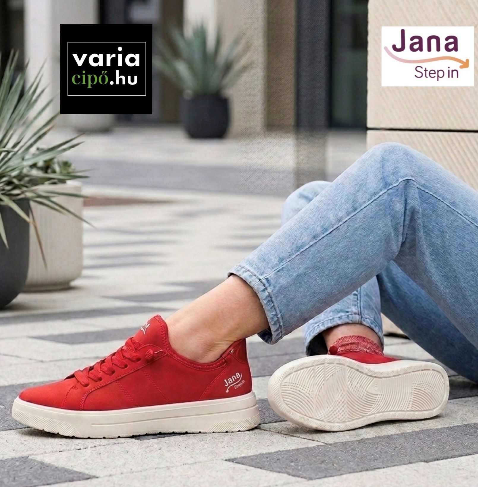 Jana Step-in piros sportcipő, 8-23764-45 500 red