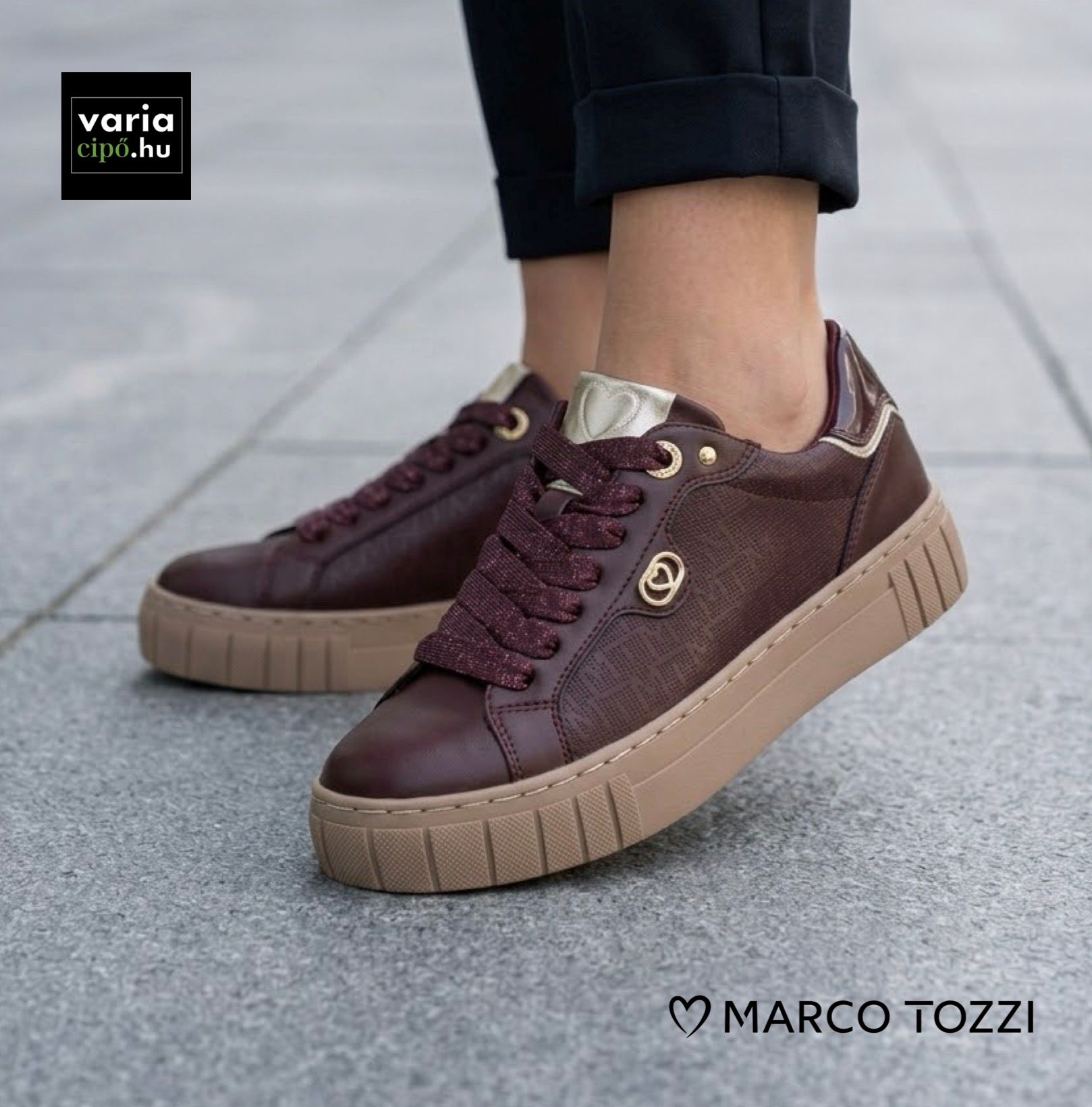 Marco Tozzi bordó sneaker, 2-23727-45 549 bordeaux