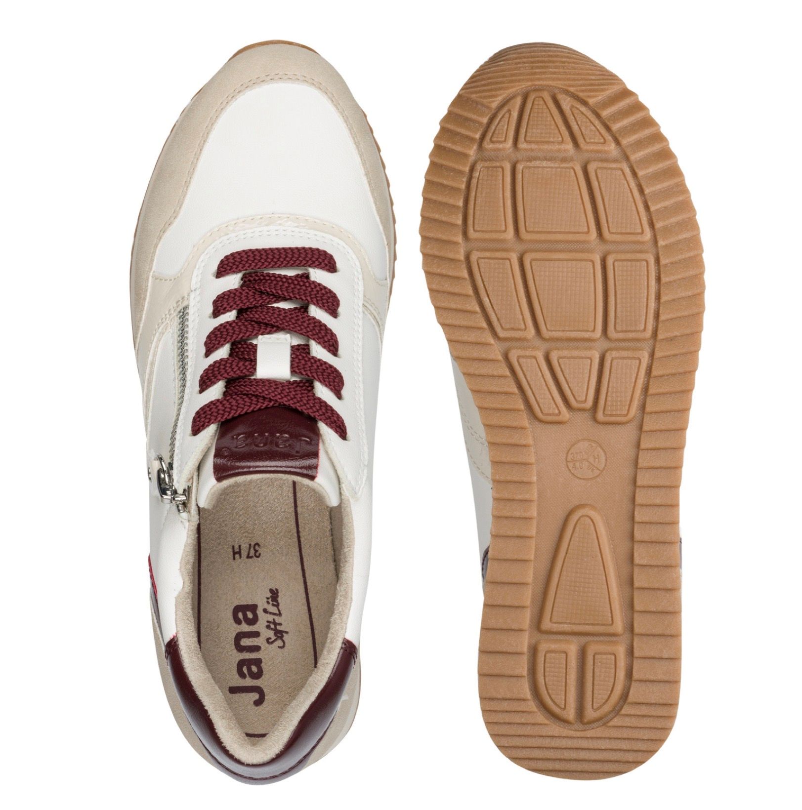 Jana sportcipő fehér/bordó, 8-23774-43 154 white/bordeaux