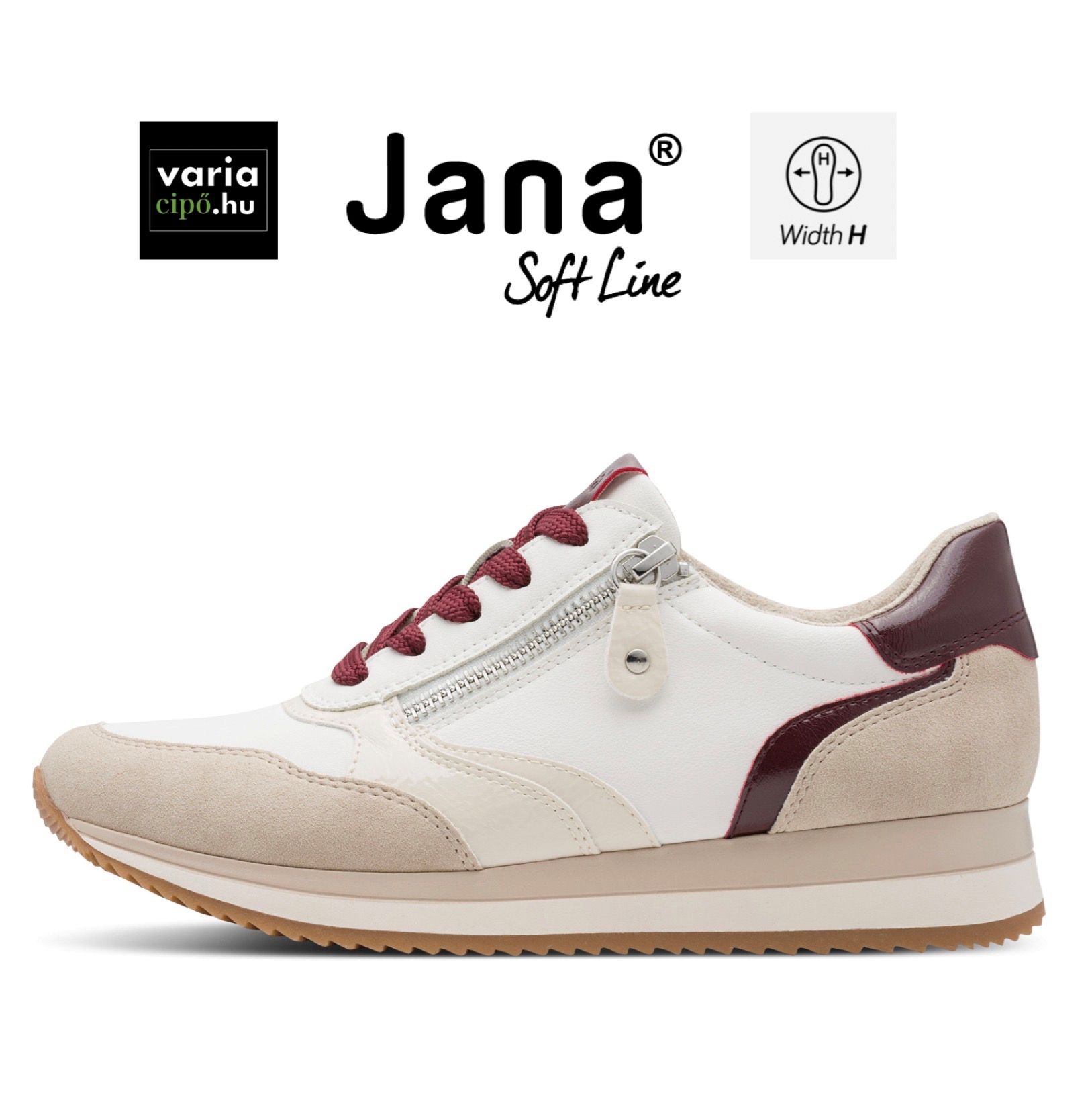 Jana sportcipő fehér/bordó, 8-23774-43 154 white/bordeaux