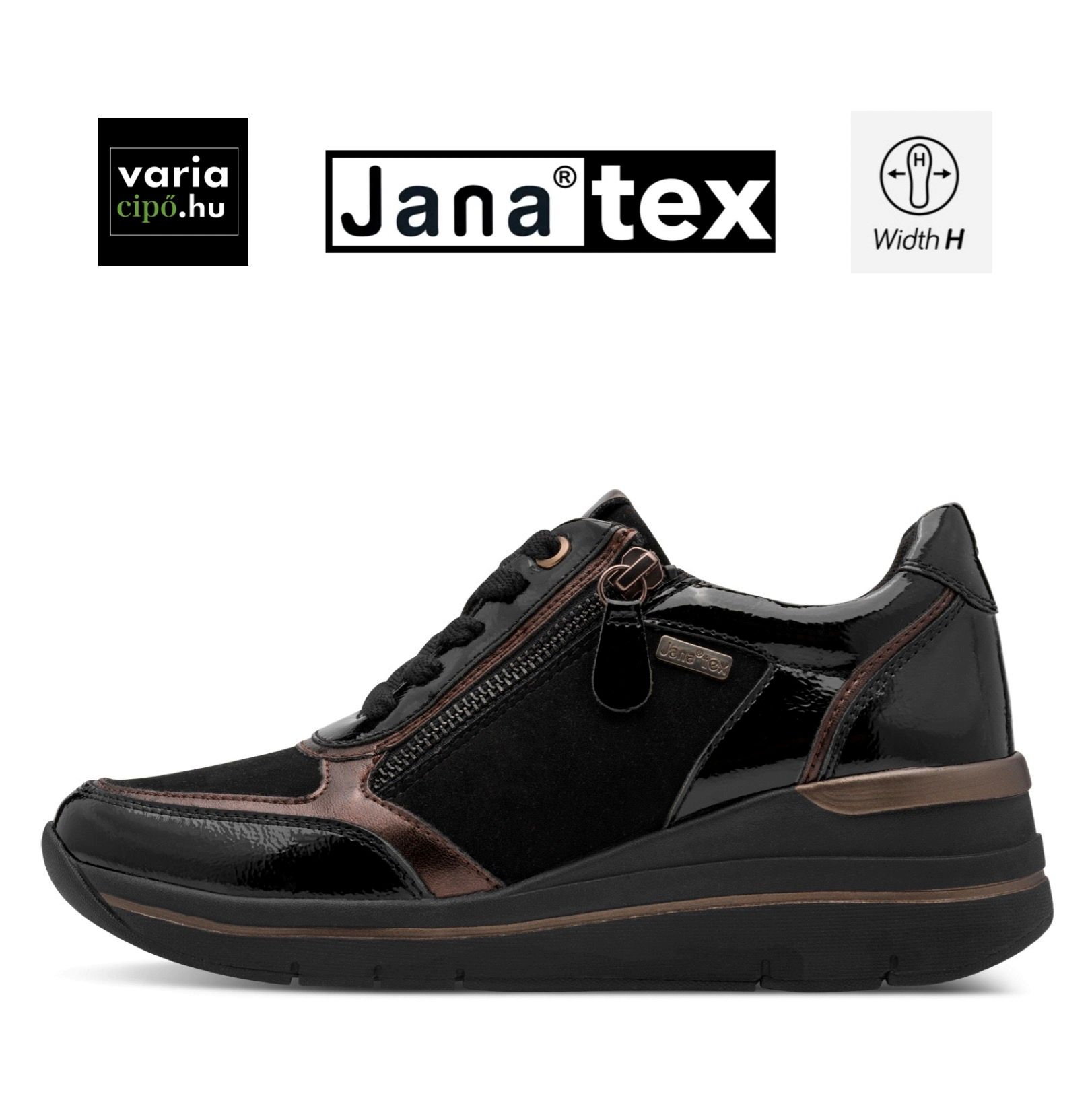 Jana Tex fekete sneaker, 8-23789-47 001 blk