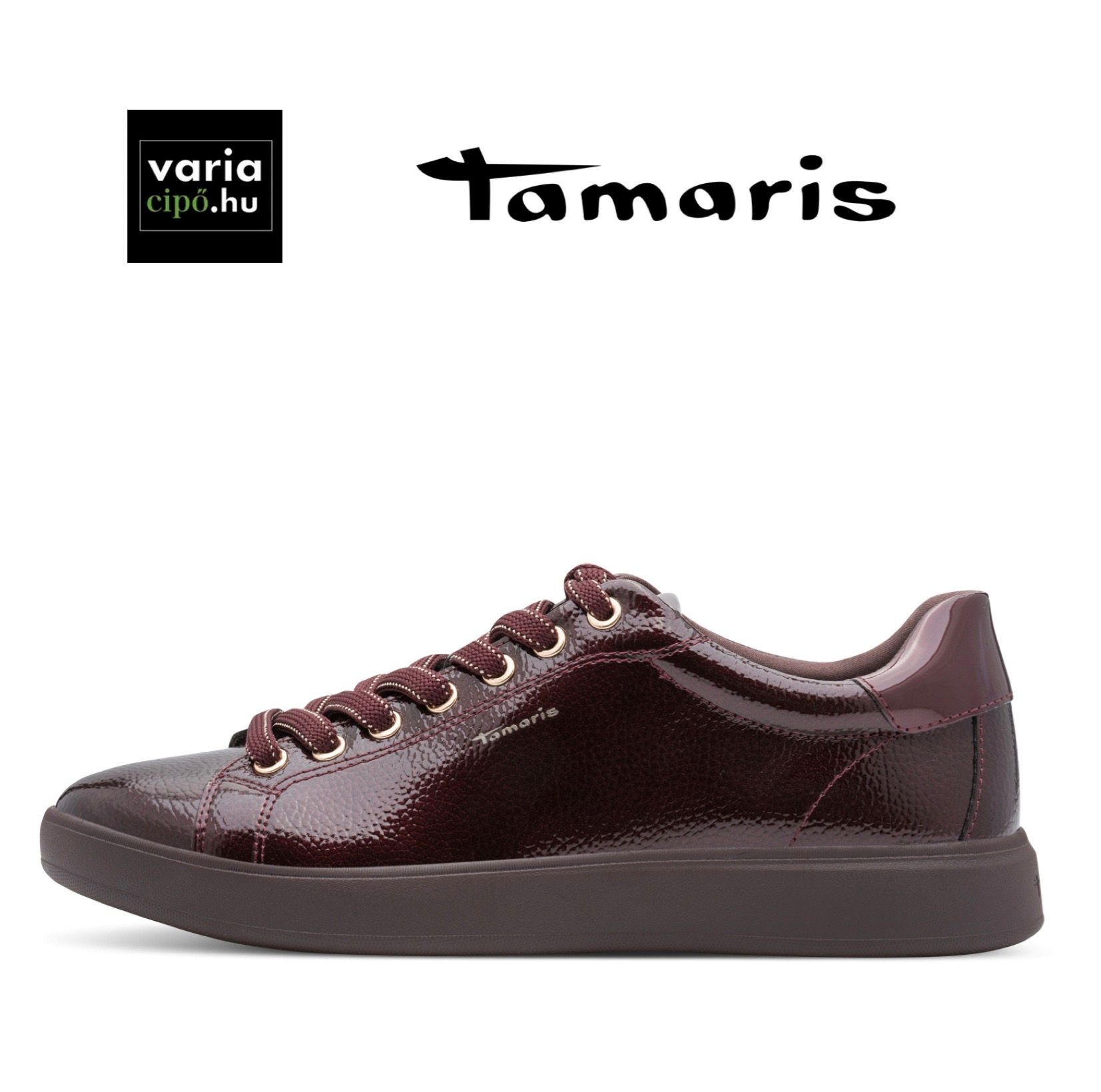 Tamaris lakk sportcipő, 1-23720-43 599 burgundy patent