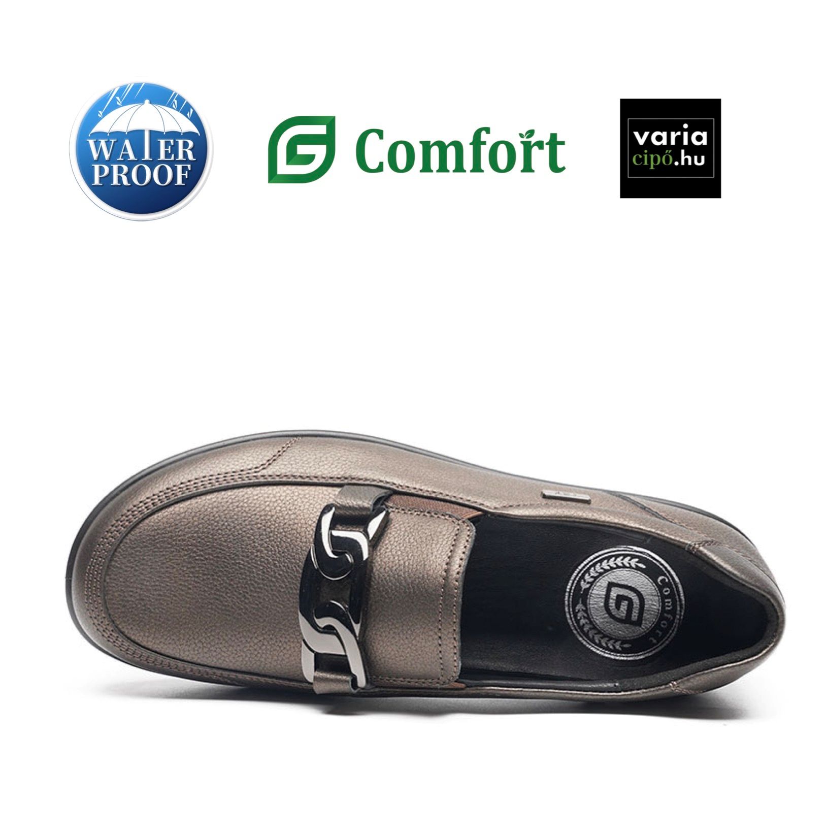 G-Comfort kényelmi félcipő metál, P-6503Z zinn