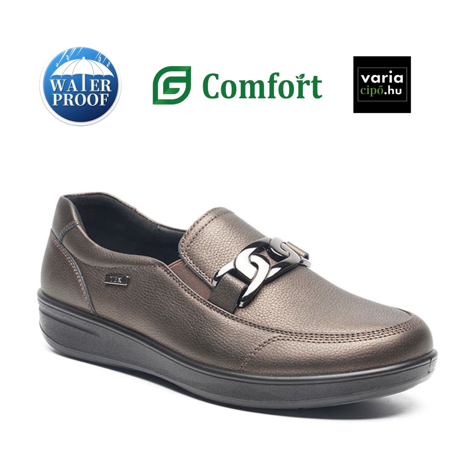 G-Comfort kényelmi félcipő metál, P-6503Z zinn