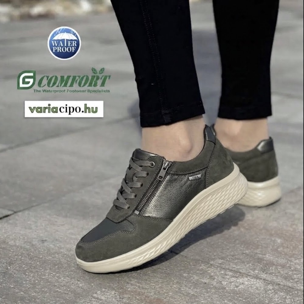 Szürke G-Comfort vízálló félcipő, P-819GK grey met. comb.