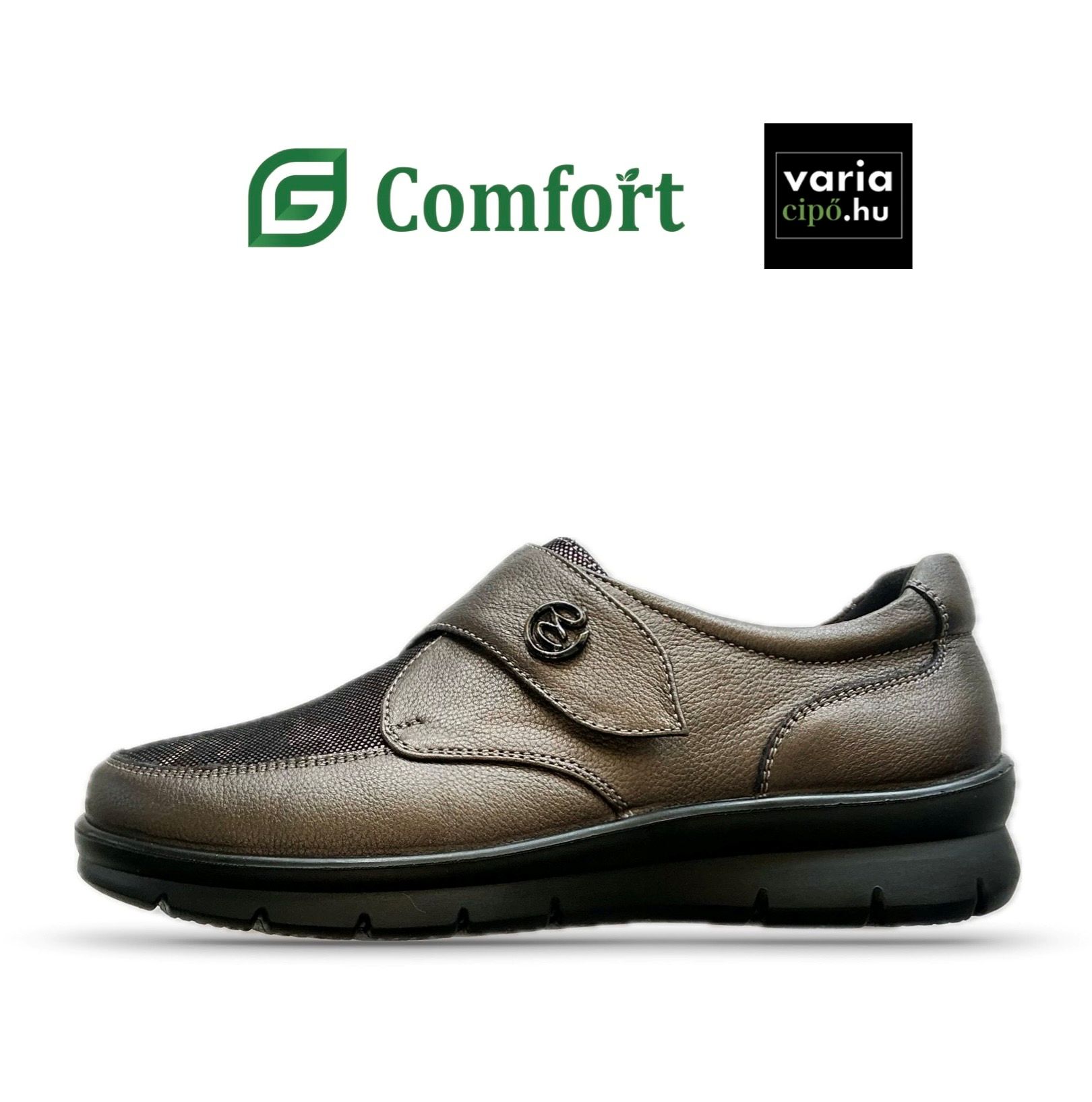 Tépőzáras G-Comfort cipő metál, P-8261Z zinn