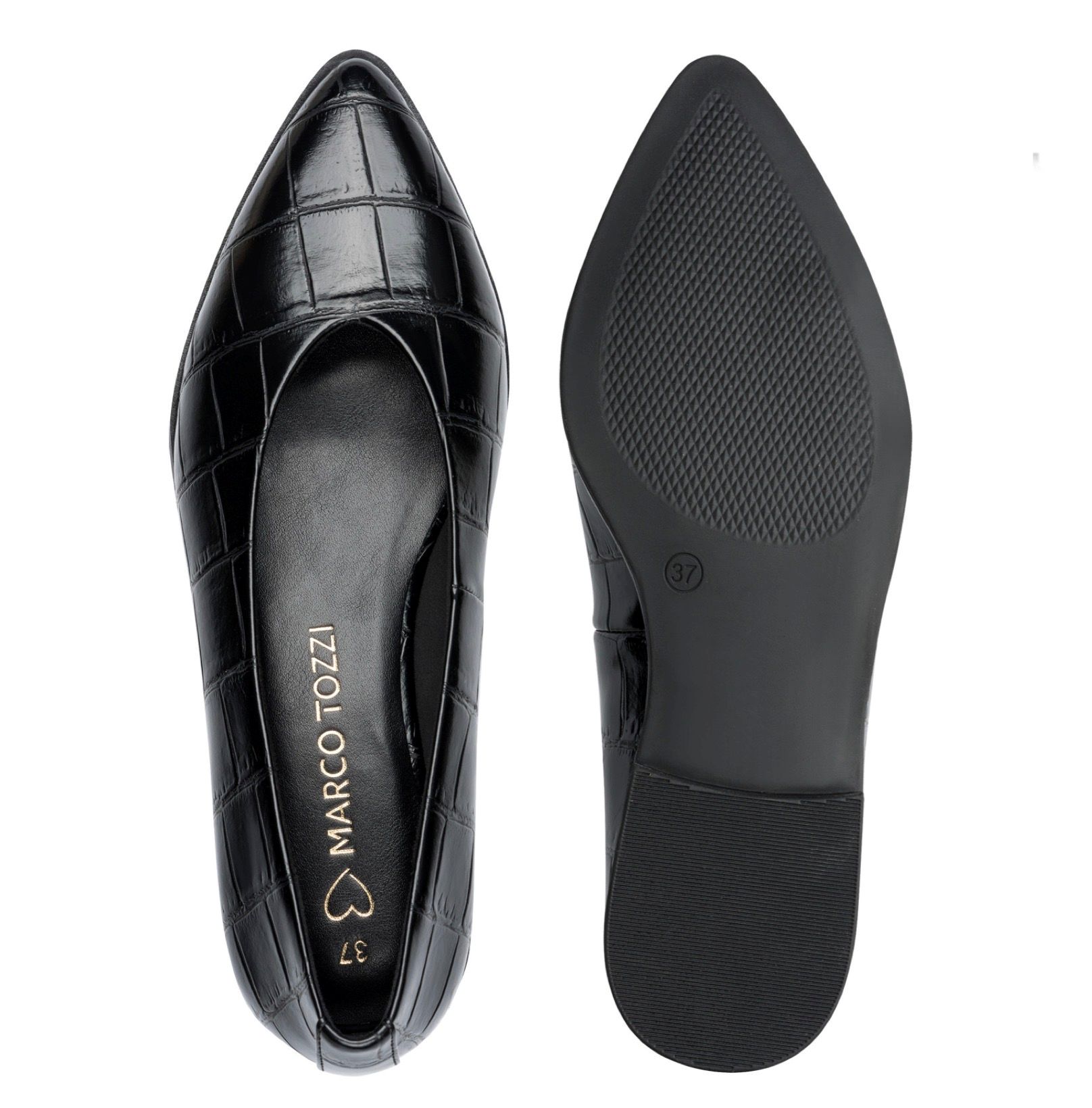 Marco Tozzi fekete slip-on, 2-22124-47 069 black croco
