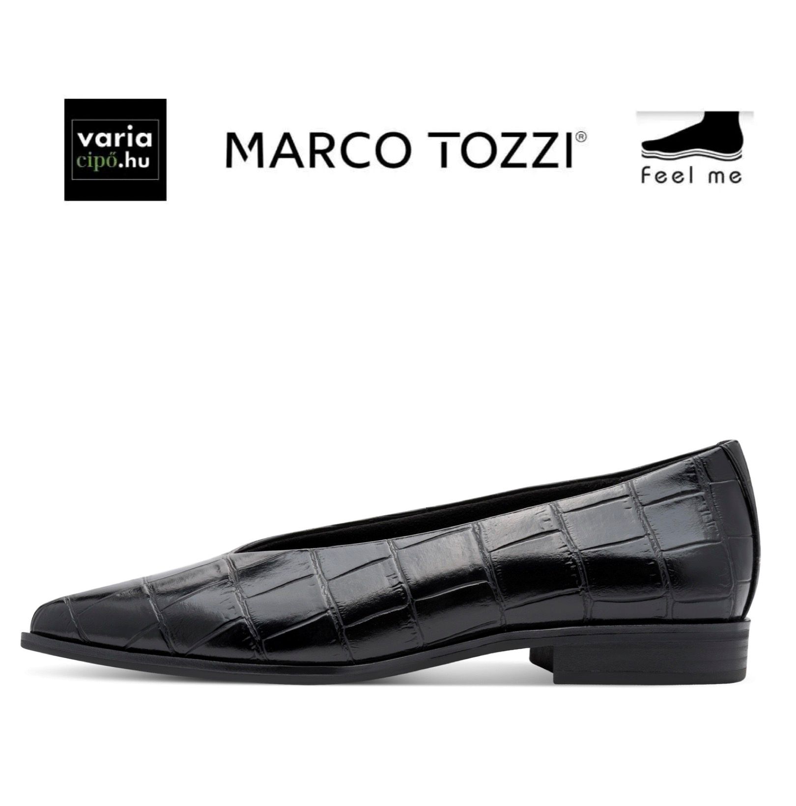 Marco Tozzi fekete slip-on, 2-22124-47 069 black croco