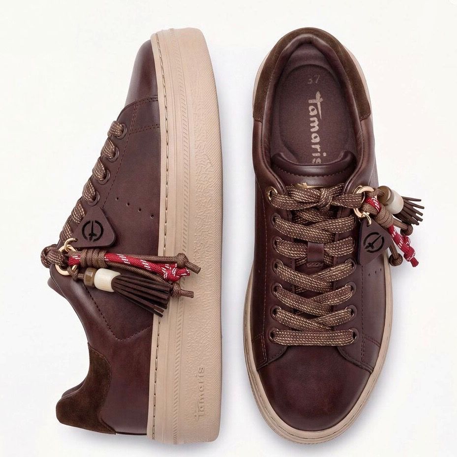Tamaris barna bőr sneaker, 1-23775-47 304 mocca