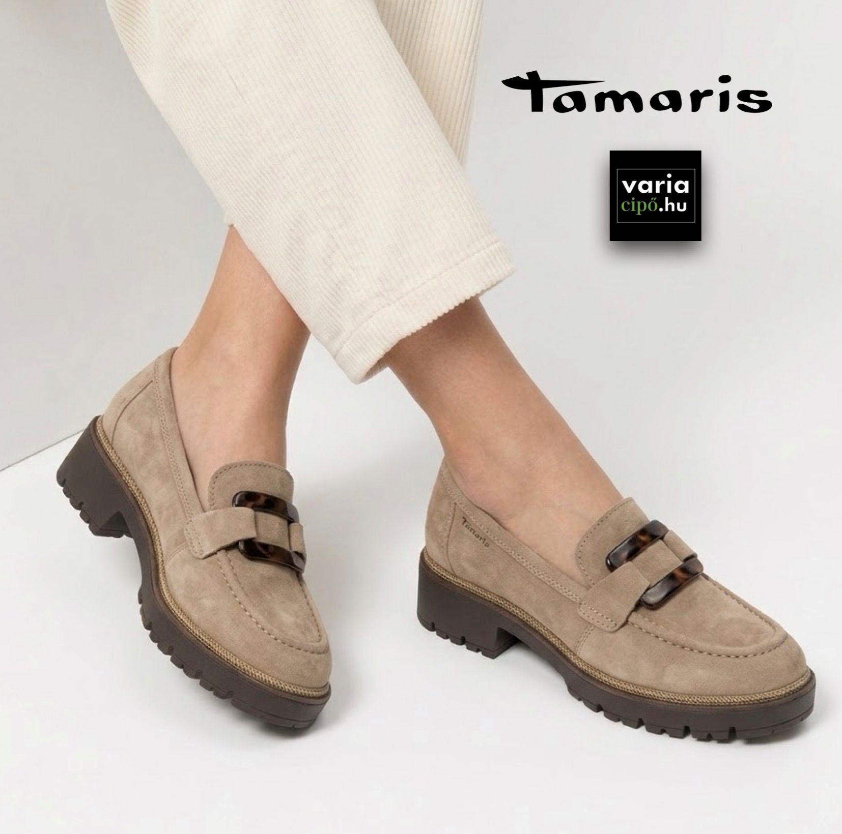 Tamaris bőr félcipő taupe, 1-24722-43 3A1 taupe