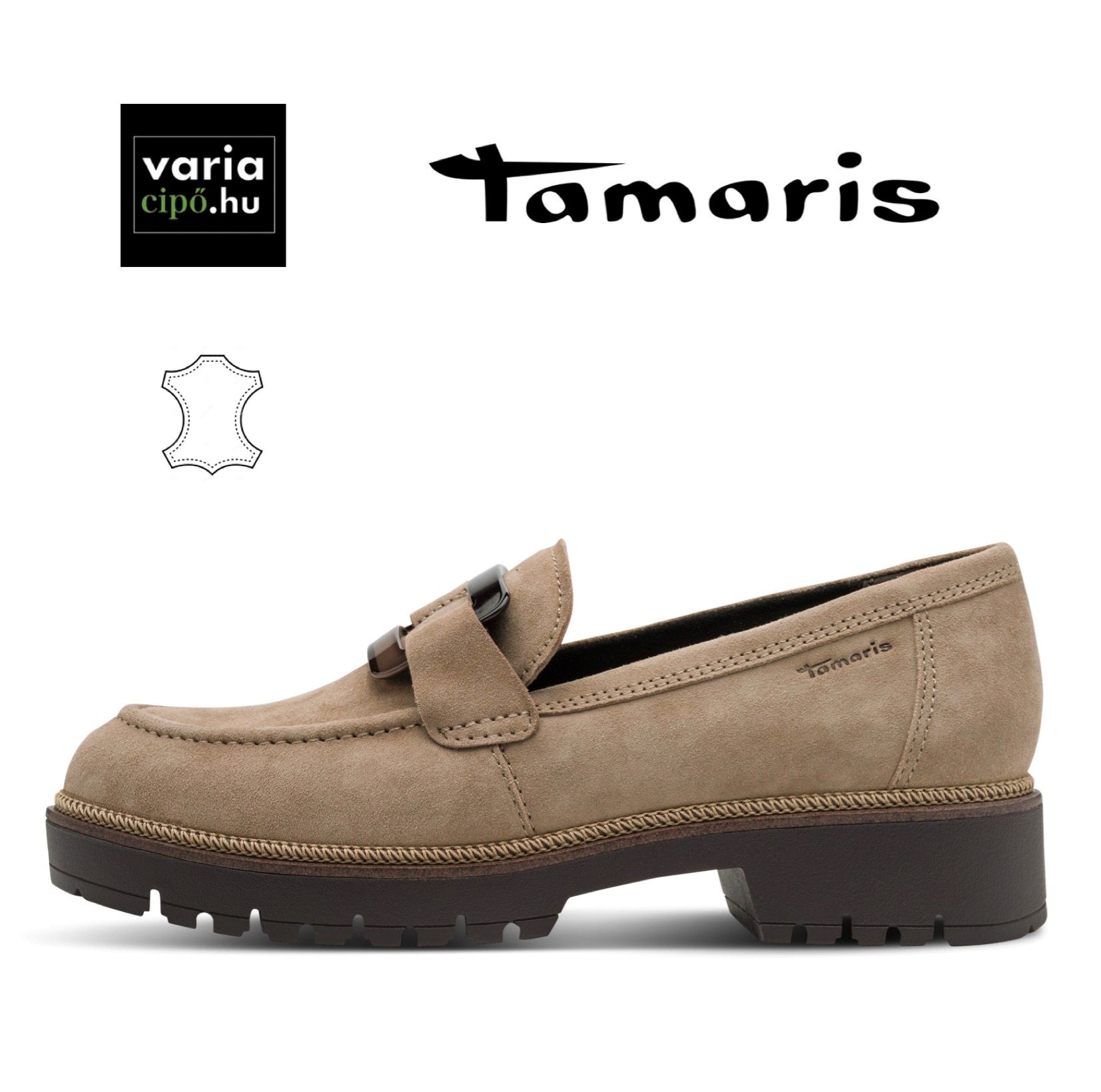 Tamaris bőr félcipő taupe, 1-24722-43 3A1 taupe