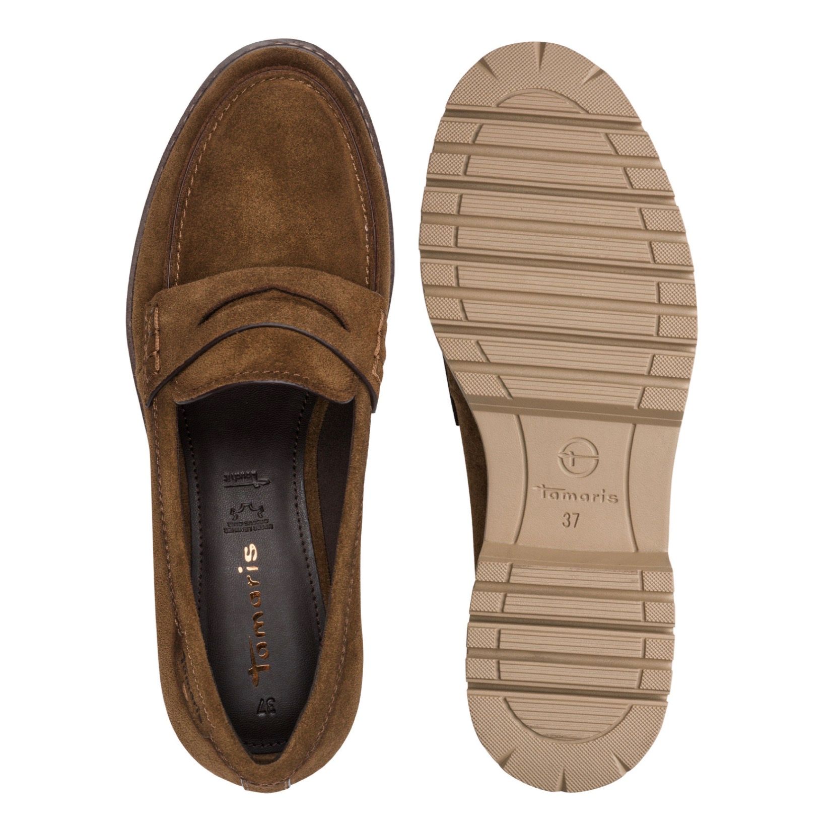 Tamaris bőr félcipő taupe, 1-24752-47 305 cognac