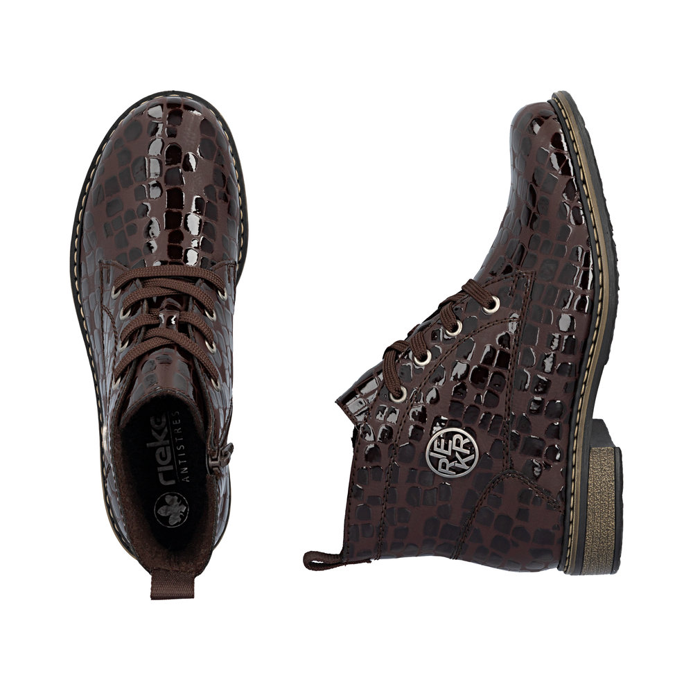 Rieker barna lakk bokacipő, 71205-25 brown