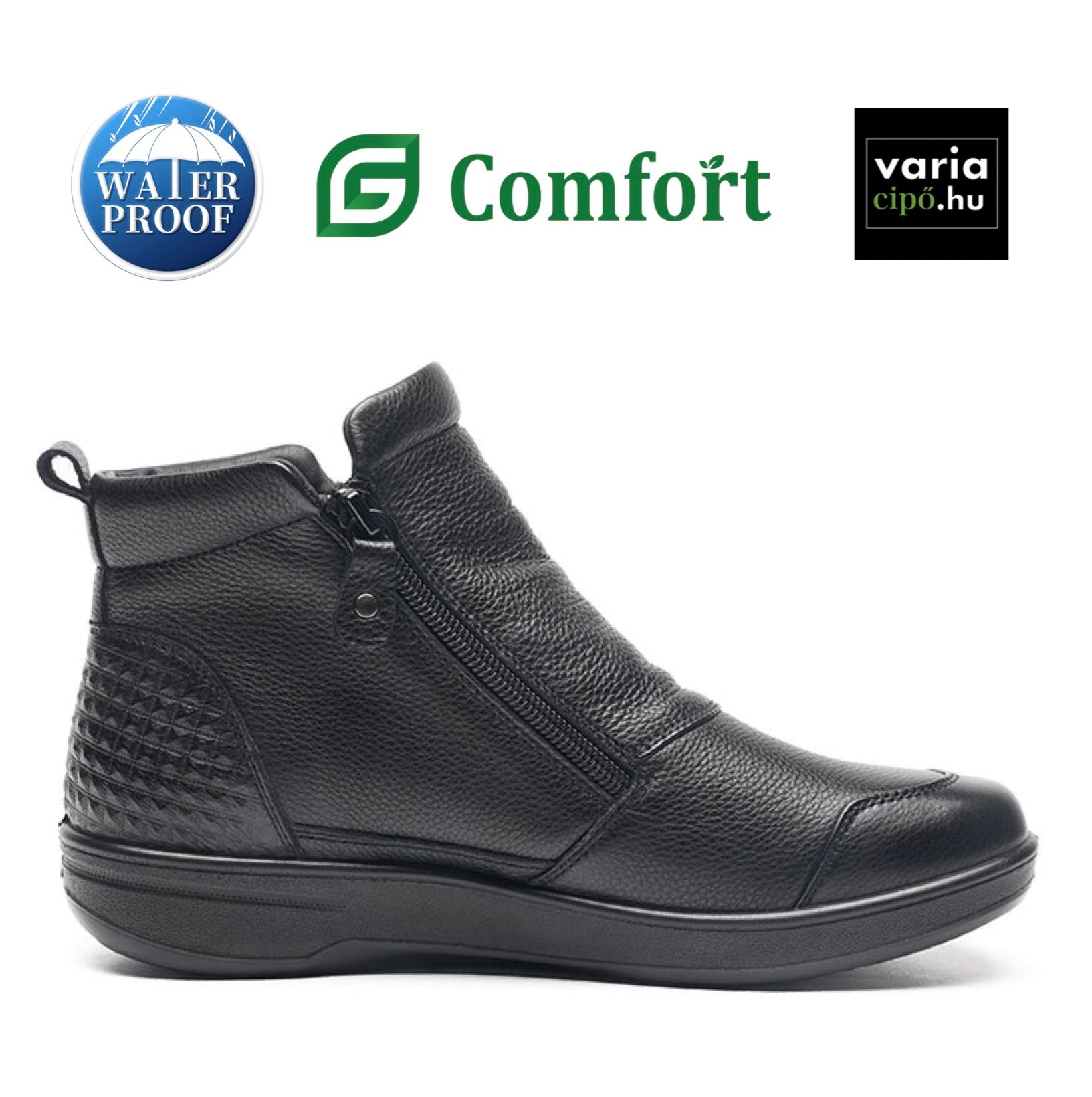 Fekete G-Comfort vízálló bokacsizma, P-6505-S black
