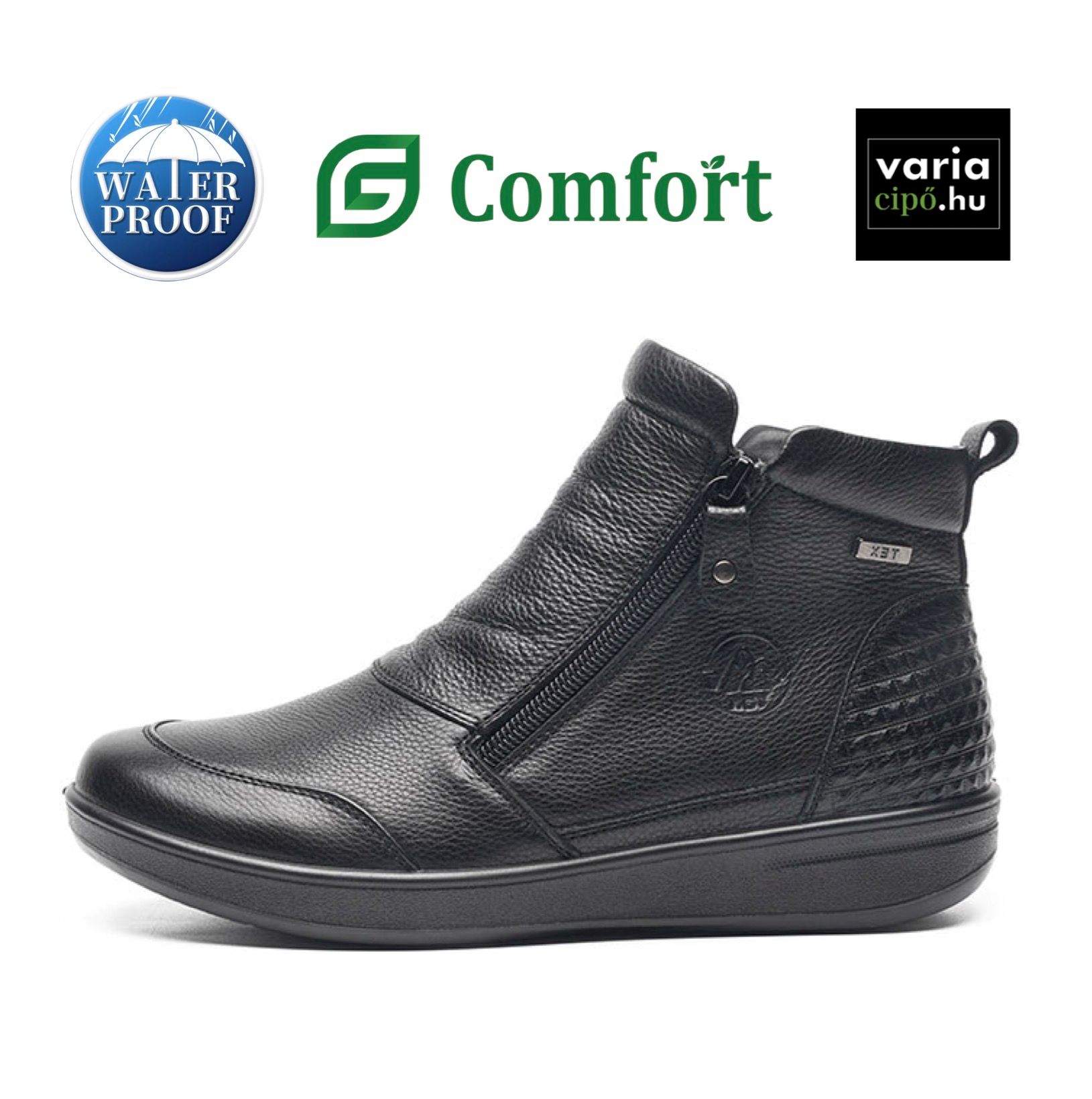Fekete G-Comfort vízálló bokacsizma, P-6505-S black