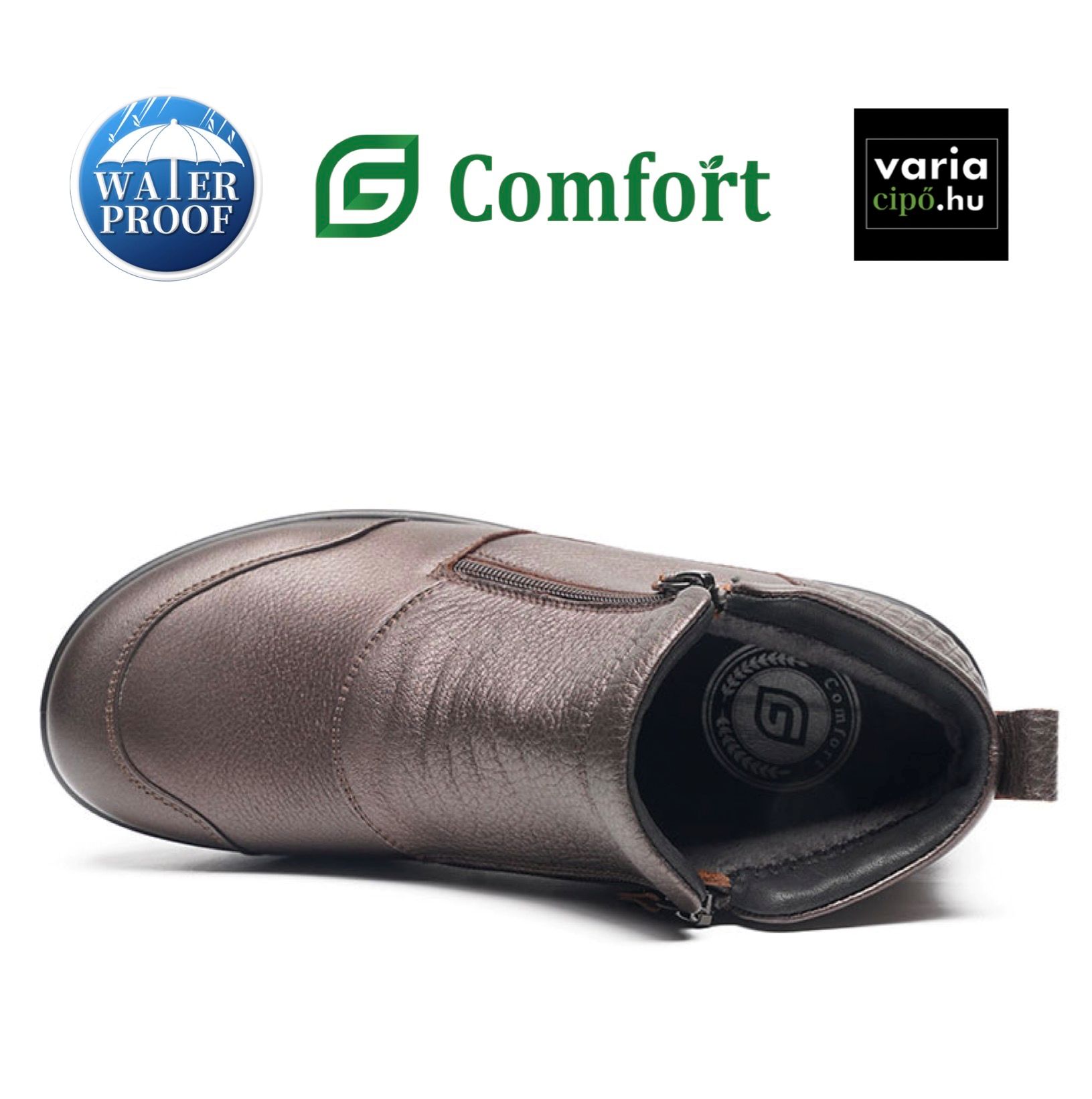 G-Comfort vízálló bokacsizma metál, P-6505Z zinn