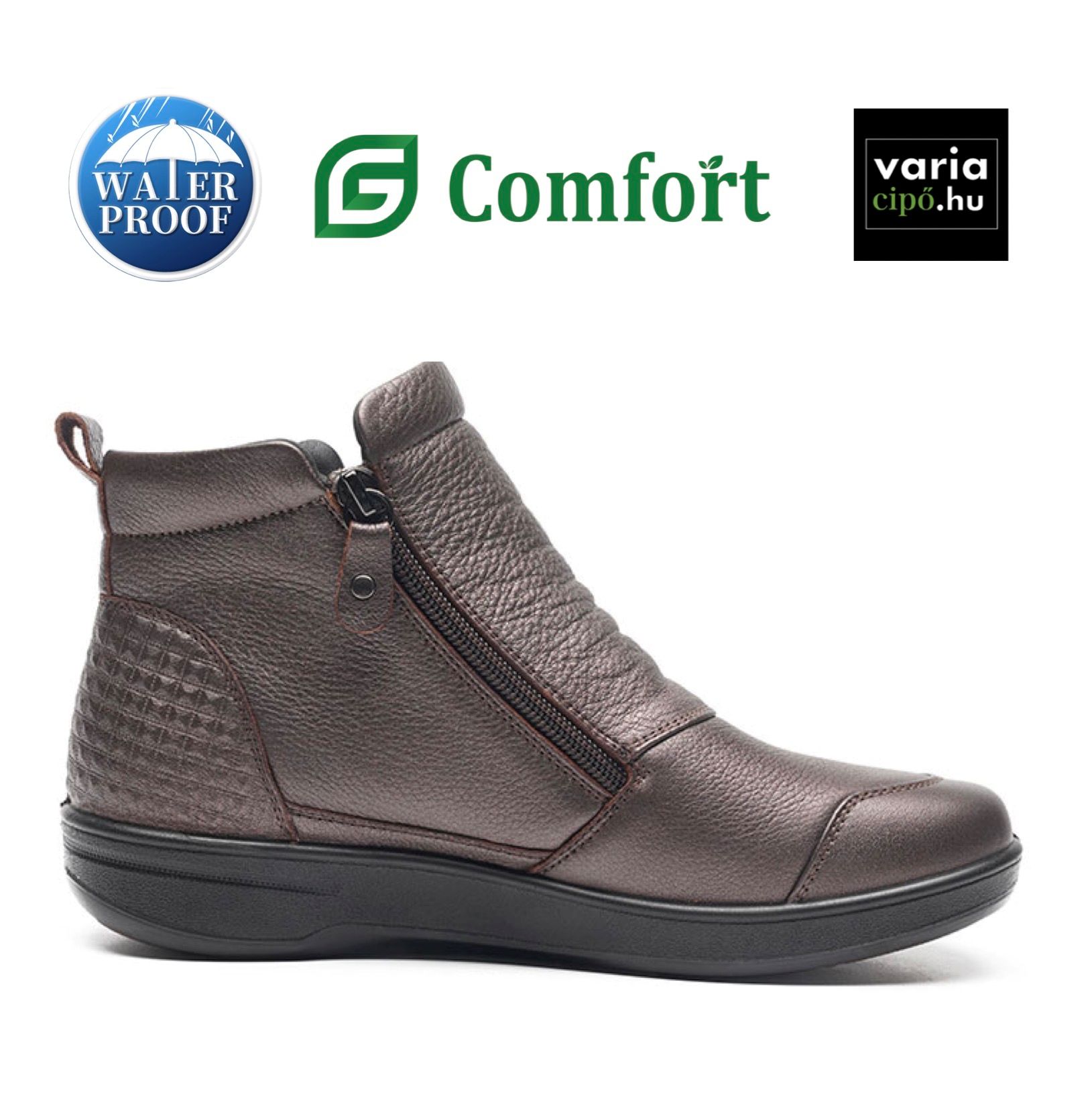 G-Comfort vízálló bokacsizma metál, P-6505Z zinn