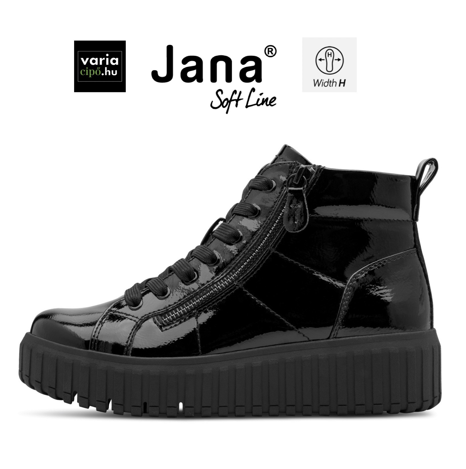 Jana platformos bakancs, 8-25264-45 018 black patent