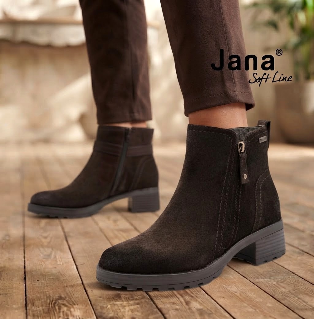 Jana Tex bőr bokacsizma, 8-25711-47 307 mocca suede
