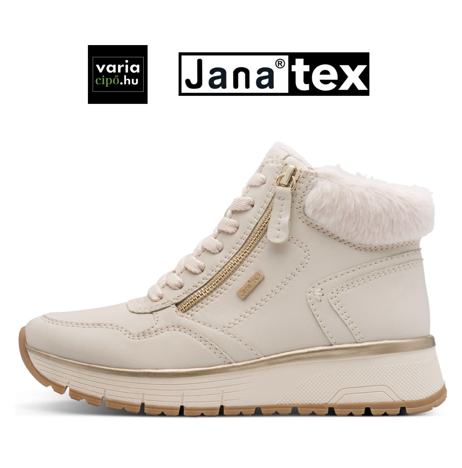 Jana Tex bundás bakancs, 8-26268-45 411 ivory