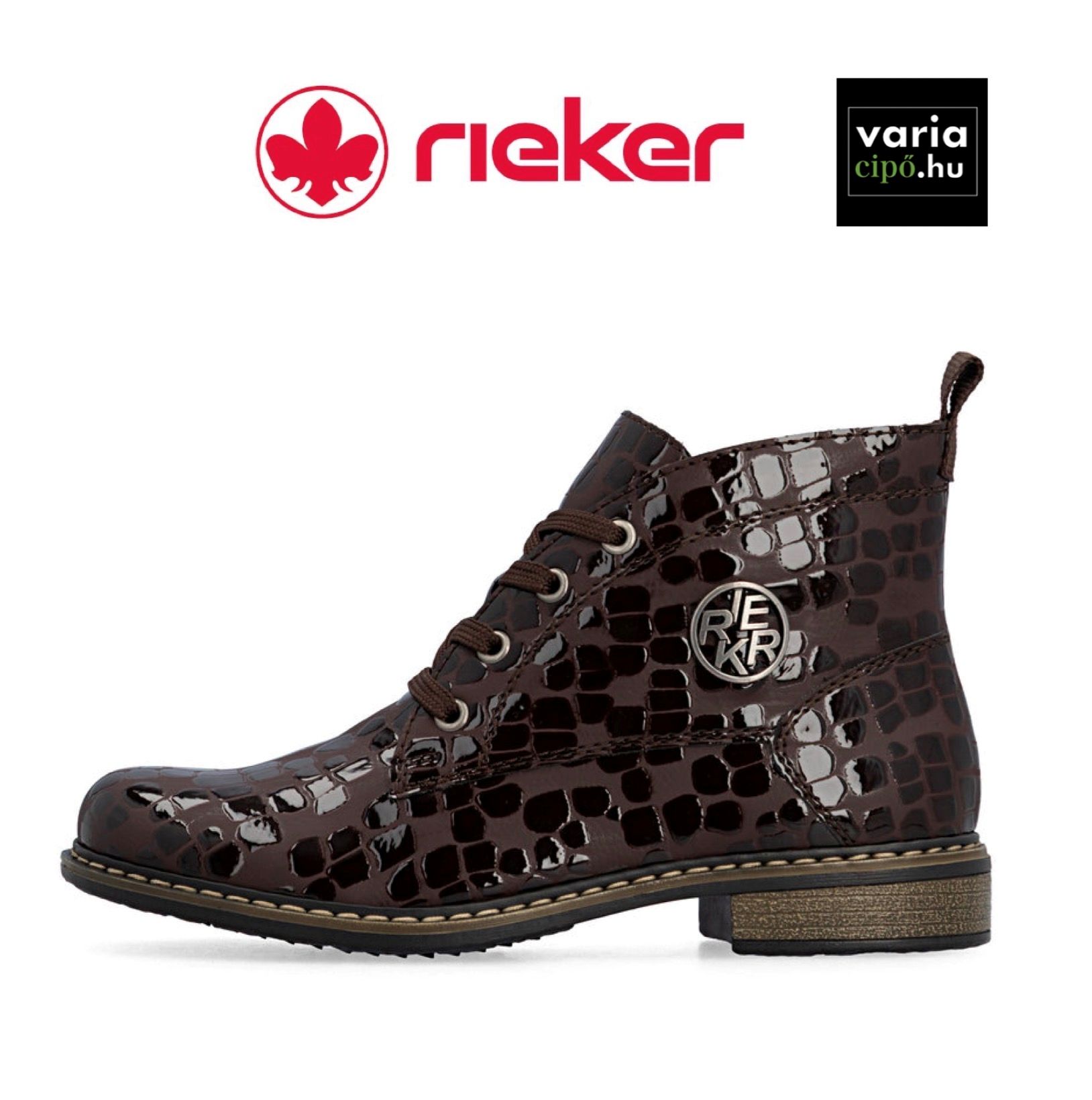 Rieker barna lakk bokacipő, 71205-25 brown