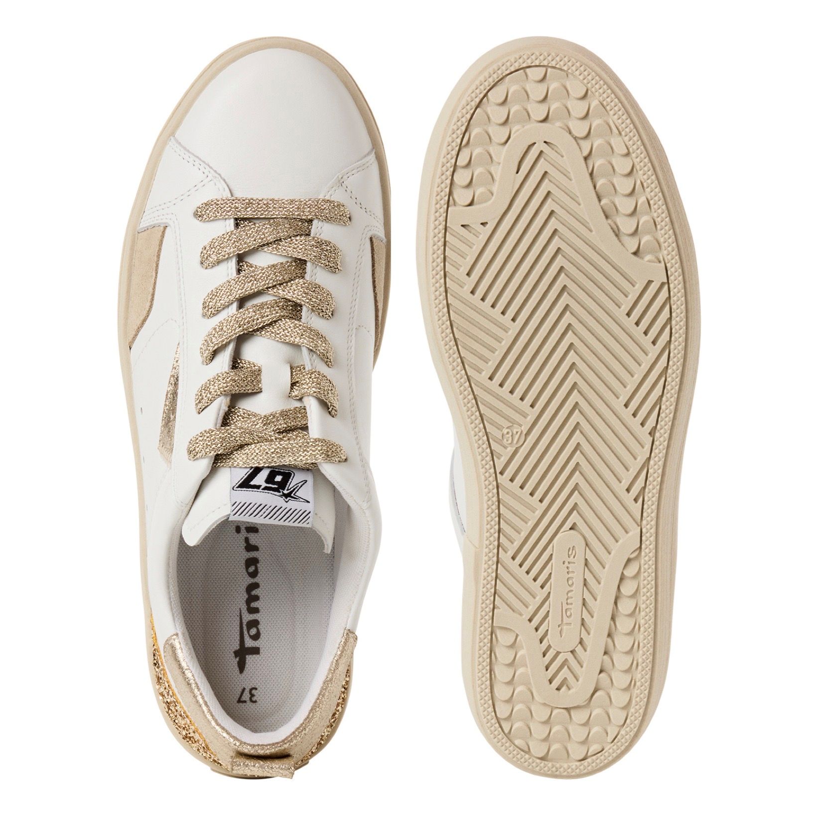 Tamaris sneaker fehér arany, 1-74235-46 973 lt gold comb