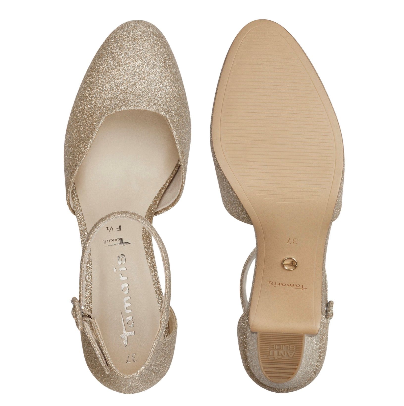 Bokapántos Tamaris cipő arany, 1-24432-41 967 lt. gold glam