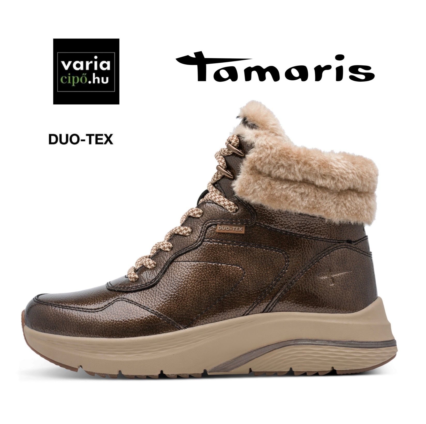 Tamaris DUOTEX bakancs, 1-26278-45 359 brown patent